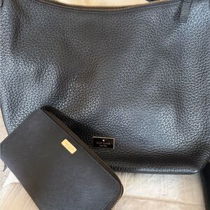 Kate Spade Black Pebbled Shoulder Bag with Wallet